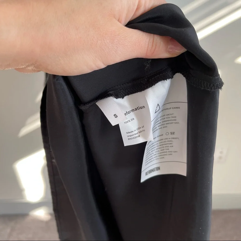 Reformation Black silk slip dress Bias Cut Open Back "Rosie" Gown Cocktail Maxi - Picture 8 of 13